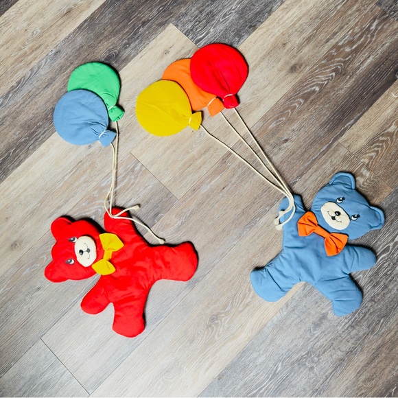 Century Originals Nursery Wall Hanging Bears Bow Ties Balloons Plush 1987 Vtg - Picture 2 of 15